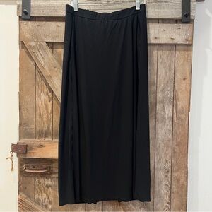 Eileen Fisher Faux Wrap Front Wide Leg Ankle Pants Black Size Small Cropped